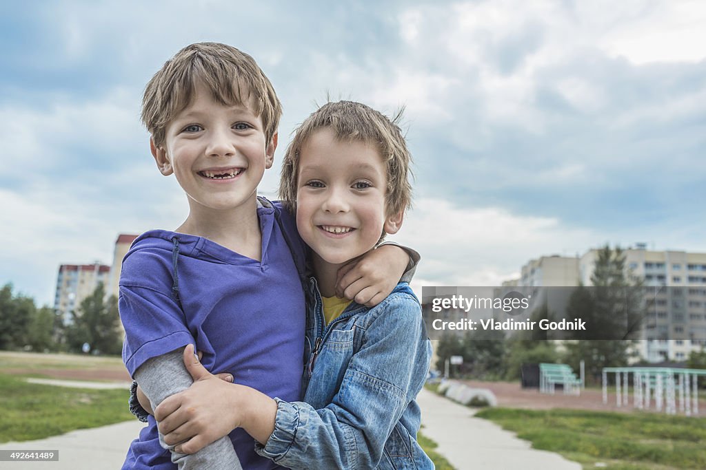 Portrait of boys smiling