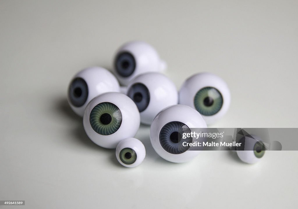 Close-up of artificial eyeballs