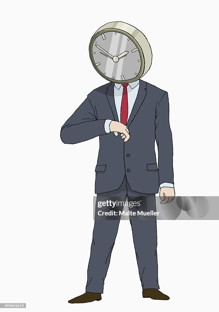 Illustration of businessman with clock head