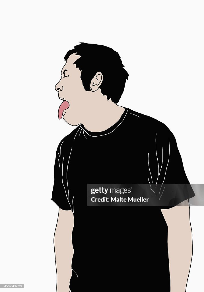 Illustration of man sticking tongue out