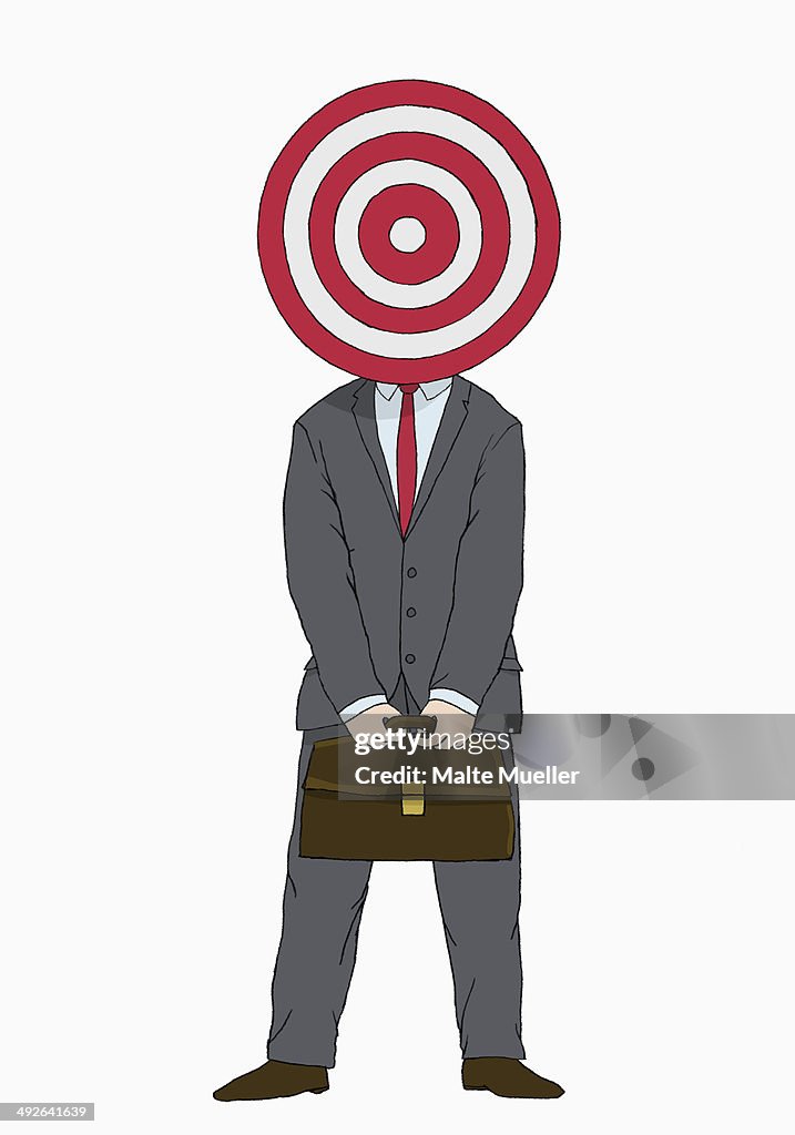 Illustration of businessman with target in front of his head