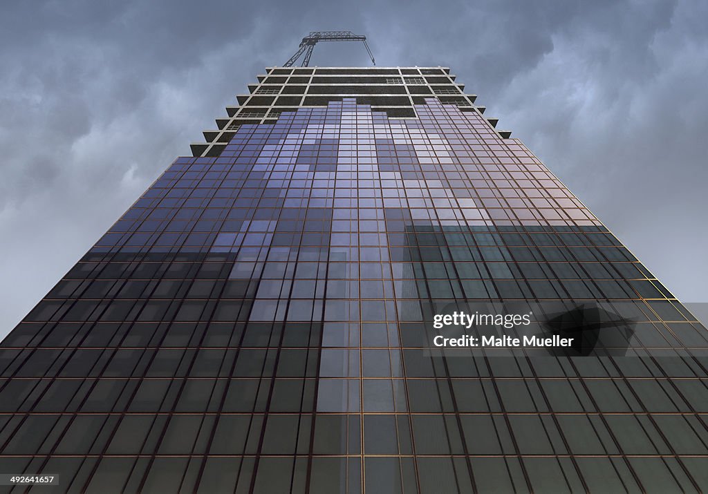 Low angle view of building with dollar symbol