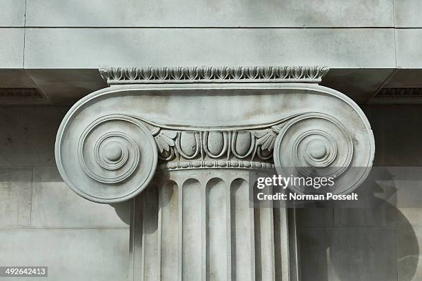 detail an ionic column - ancient greek pattern stockfoto's en -beelden