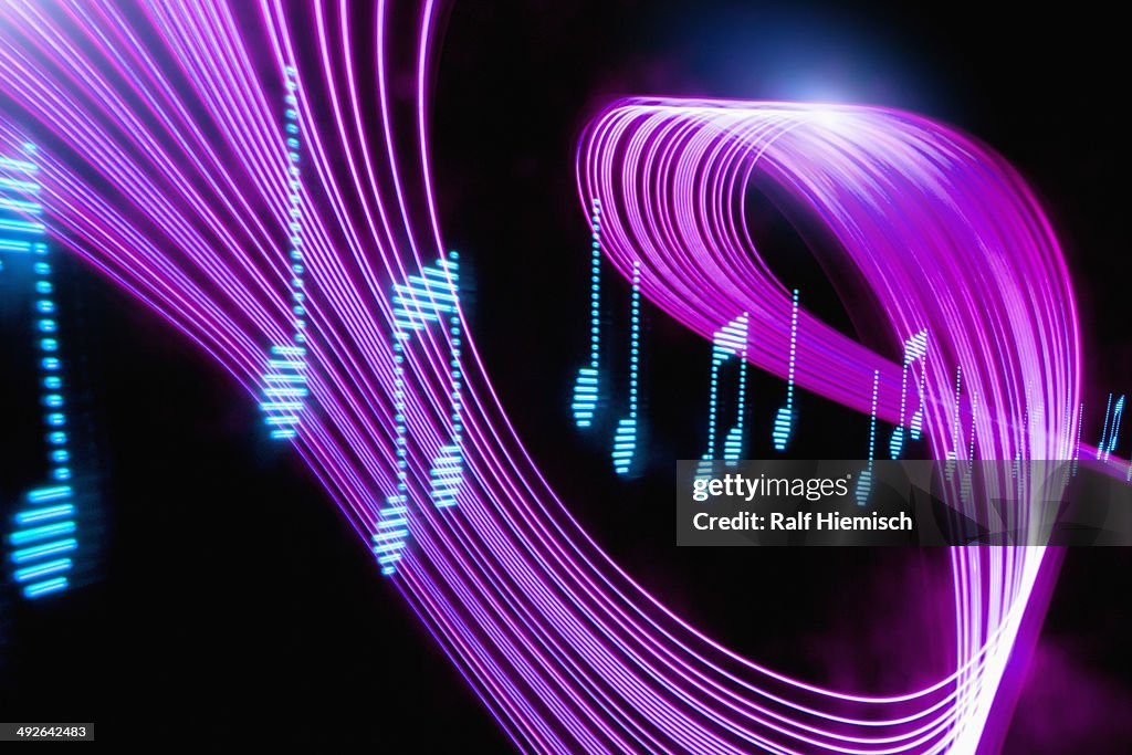 Musical notes with psychedelic lights