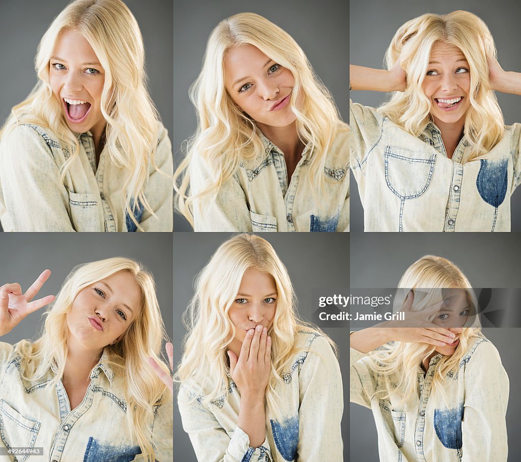 Multiple image of young woman, Jersey City, New Jersey, USA