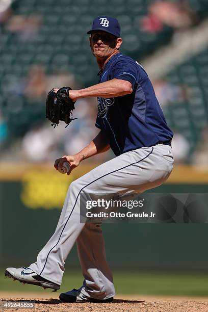 Closing pitcher Grant Balfour of the Tampa Bay Rays pitches against the Seattle Mariners at Safeco Field on May 14, 2014 in Seattle, Washington.