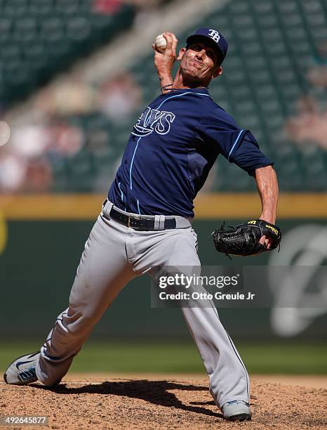 Closing pitcher Grant Balfour of the Tampa Bay Rays pitches against the Seattle Mariners at Safeco Field on May 14, 2014 in Seattle, Washington.