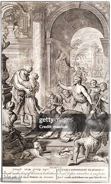 joseph introduces himself, genesis 45 - baptism stock illustrations