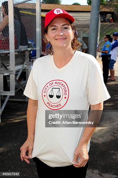 Actress Tracy Reiner attends "A League Of Their Own" Reunion Softball Game hosted by espnW presented by The Bentonville Film Festival on October 14,...