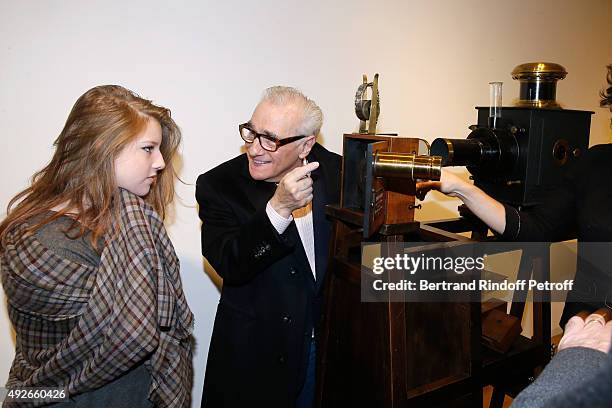 Director Martin Scorsese and his daughter Francesca Visit the 'Jerome Seydoux - Pathe Foundation' on October 14, 2015 in Paris, France.