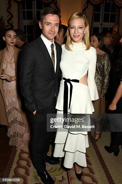 Actors Topher Grace and Cate Blanchett attend The Academy Of Motion Pictures Arts & Sciences new members reception hosted by Ambassador Matthew...