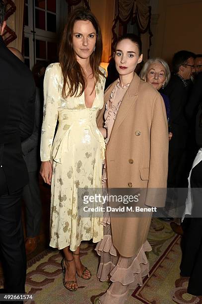 Fran Hickman and actress Rooney Mara attend The Academy Of Motion Pictures Arts & Sciences new members reception hosted by Ambassador Matthew Barzun...