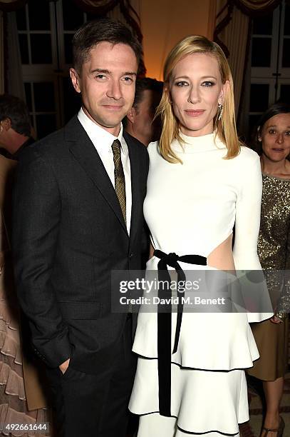 Actors Topher Grace and Cate Blanchett attend The Academy Of Motion Pictures Arts & Sciences new members reception hosted by Ambassador Matthew...