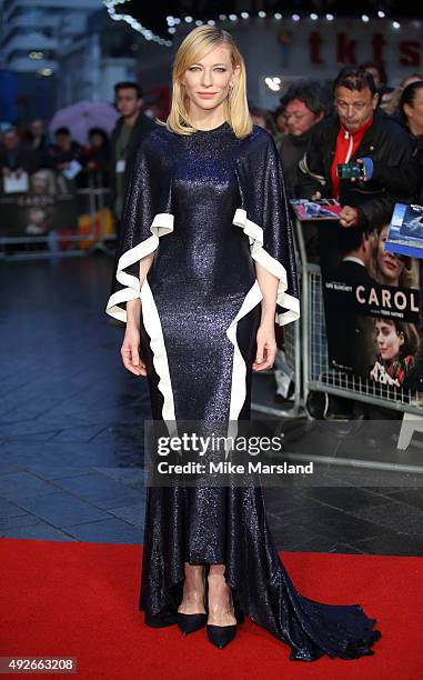 Cate Blanchett attends a screening of "Carol" during the BFI London Film Festival at Odeon Leicester Square on October 14, 2015 in London, England.