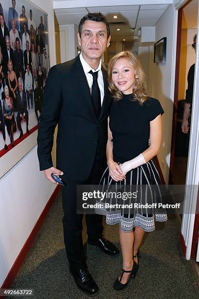 Actors Marc Lavoine and Geraldine Martineau present the Theater Play 'Le Poisson belge', performed at 'La Pepiniere Theatre', during the 'Vivement...