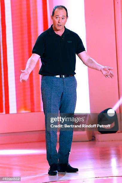 Humorist Jean-Francois Cayrey presents his Show 'lls sont cons ou c'est moi ?', performed at 'Palais des glaces' during the 'Vivement Dimanche'...