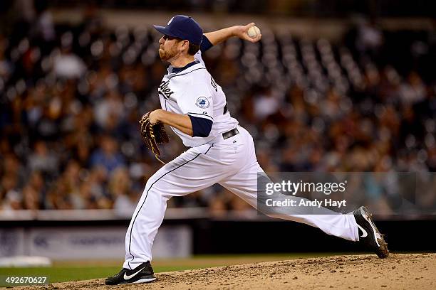 Tim Stauffer of the San Diego Padres pitches in the game against the Miami Marlins at Petco Park on May 9, 2014 in San Diego, California.