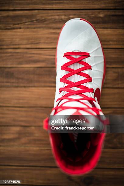 nike hyperdunk basketball sport shoes - untied shoelace stock pictures, royalty-free photos & images