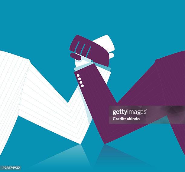 arm wrestling - different body types stock illustrations