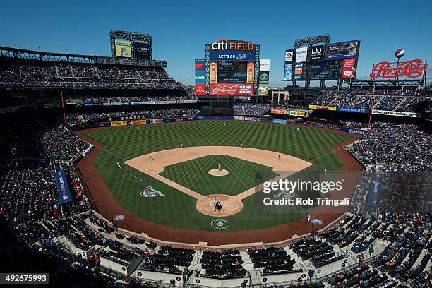 General view of Citi Field from the upper deck on Opening Day during the game between the New York Mets and the Washington Nationals on March 31,...