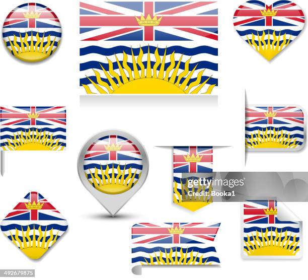 flagge von british columbia-kollektion - province stock-grafiken, -clipart, -cartoons und -symbole