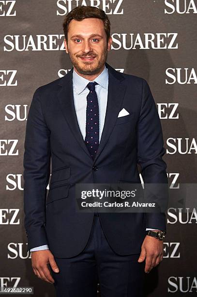 Spanish singer Juan Pena attends the new Suarez Jewelry Boutique on October 14, 2015 in Madrid, Spain.