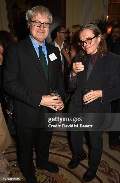 New member Simon Curtis and guest attend The Academy Of Motion Pictures Arts & Sciences new members reception hosted by Ambassador Matthew Barzun and...