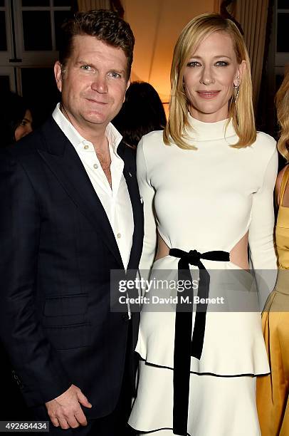 Ambassador Matthew Barzun and actress Cate Blanchett attend The Academy Of Motion Pictures Arts & Sciences new members reception hosted by Ambassador...