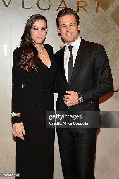 Actress Liv Tyler and president, Bulgari North America Daniel Paltridge attend the BVLGARI & ROME: Eternal Inspiration Opening Night on October 14,...