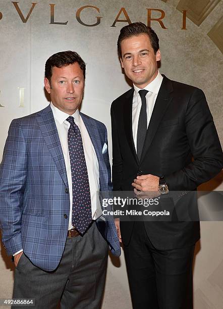 Joel Groethe and Daniel Paltridge attend the BVLGARI & ROME: Eternal Inspiration Opening Night on October 14, 2015 in New York City.