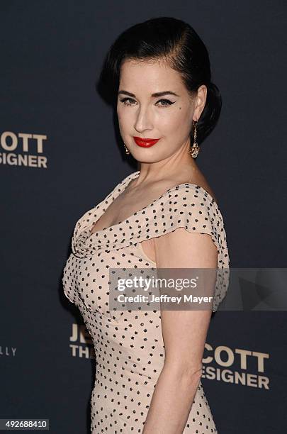 Dancer/model Dita Von Teese arrives at the Premiere Of The Vladar Company's 'Jeremy Scott: The People's Designer' at TCL Chinese 6 Theatres on...