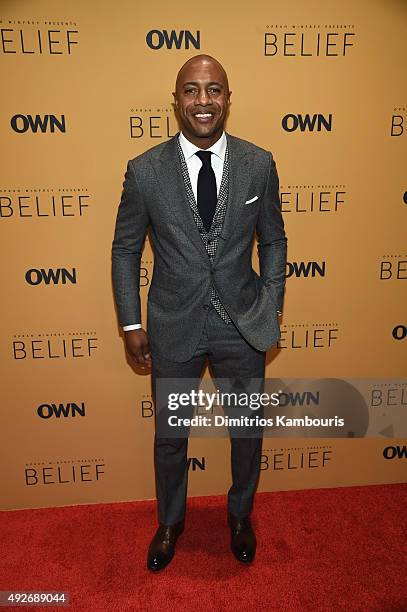 Basketball player Jay Williams attends the "Belief" New York premiere at TheTimesCenter on October 14, 2015 in New York City.