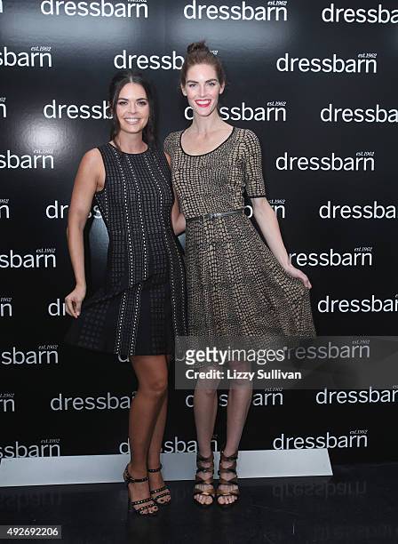 Katie Lee and Hilary Rhoda pose at Dressbarn Fall 2015 Campaign Launch at Spring Studios on October 14, 2015 in New York City.