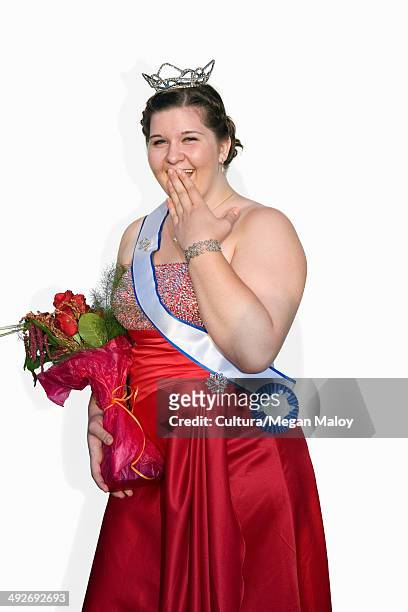 beauty queen smiling, studio shot - sash stock pictures, royalty-free photos & images