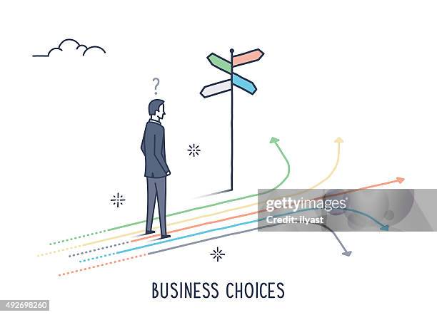 illustrazioni stock, clip art, cartoni animati e icone di tendenza di scelte di business - crossroad
