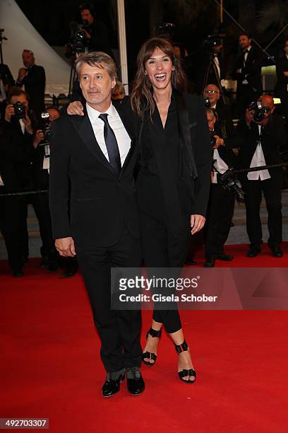 Antoine de Caunes and Doria Tillier attend the "L'Homme Qu'On Aimait Trop" premiere during the 67th Annual Cannes Film Festival on May 21, 2014 in...