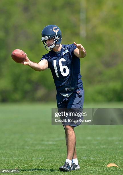 Punter Patrick O'Donnell of the Chicago Bears works out during rookie minicamp at Halas Hall on May 18, 2014 in Lake Forest, Illinois.