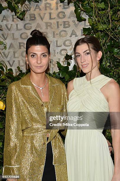 Giovanna Battaglia and Erin Hazelton attend the BVLGARI & ROME: Eternal Inspiration Opening Night on October 14, 2015 in New York City.