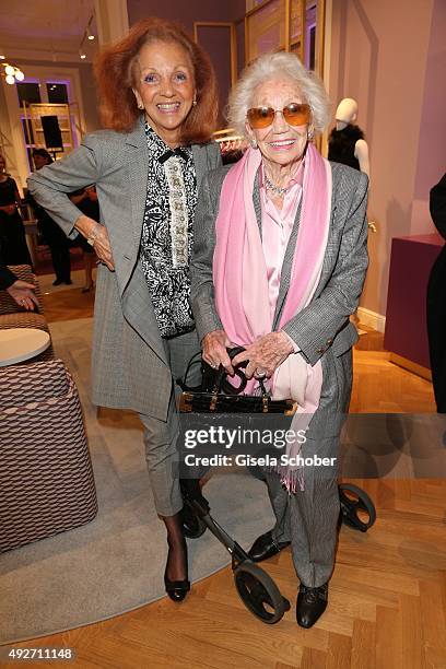 Marina Meggle and her mother Gertrud Ponater during the Talbot Runhof flagship boutique opening at Preysing Palais on October 14, 2015 in Munich,...