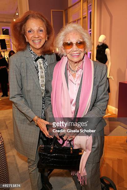 Marina Meggle and her mother Gertrud Ponater during the Talbot Runhof flagship boutique opening at Preysing Palais on October 14, 2015 in Munich,...