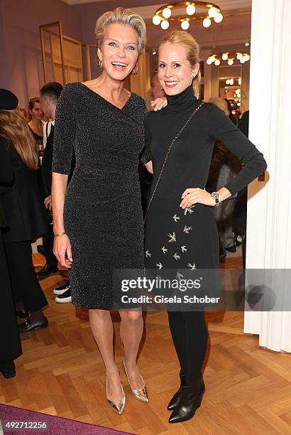 Stephanie von Pfuel and Nadja zu Schaumburg-Lippe during the Talbot Runhof flagship boutique opening at Preysing Palais on October 14, 2015 in...