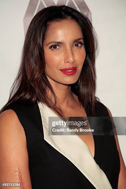 Padma Lakshmi attends the 2015 Mercado Global Fashion Forward Gala at The Bowery Hotel on October 14, 2015 in New York City.