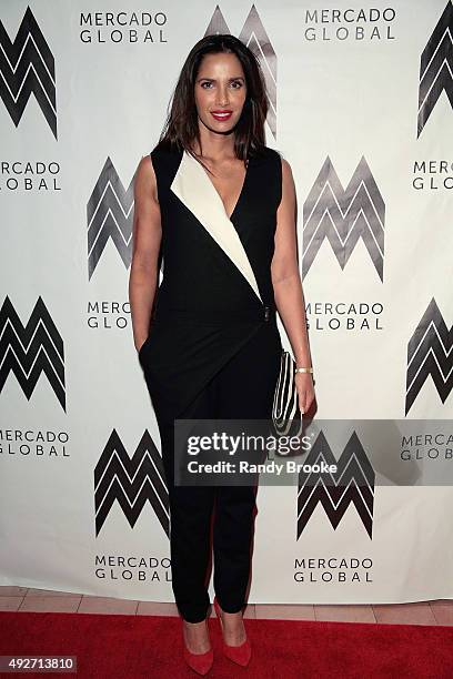 Padma Lakshmi attends the 2015 Mercado Global Fashion Forward Gala at The Bowery Hotel on October 14, 2015 in New York City.