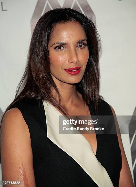 Padma Lakshmi attends the 2015 Mercado Global Fashion Forward Gala at The Bowery Hotel on October 14, 2015 in New York City.