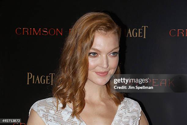 Actress Emily Coutts attends the "Crimson Peak" New York premiere at AMC Loews Lincoln Square on October 14, 2015 in New York City.