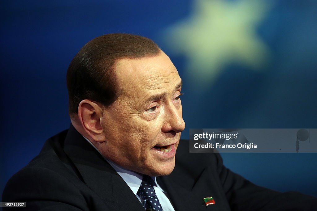 Silvio Berlusconi At 'Porta A Porta' Tv Show