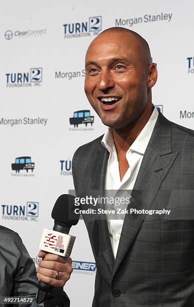 Derek Jeter attends 19th Annual Turn 2 Foundation Dinner at Cipriani Wall Street on October 14, 2015 in New York City.