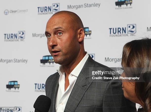 Derek Jeter attends 19th Annual Turn 2 Foundation Dinner at Cipriani Wall Street on October 14, 2015 in New York City.