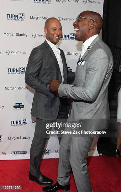 Derek Jeter and JB Smoove attend 19th Annual Turn 2 Foundation Dinner at Cipriani Wall Street on October 14, 2015 in New York City.