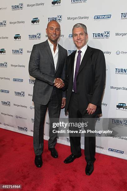 Derek Jeter and Casey Close attend 19th Annual Turn 2 Foundation Dinner at Cipriani Wall Street on October 14, 2015 in New York City.